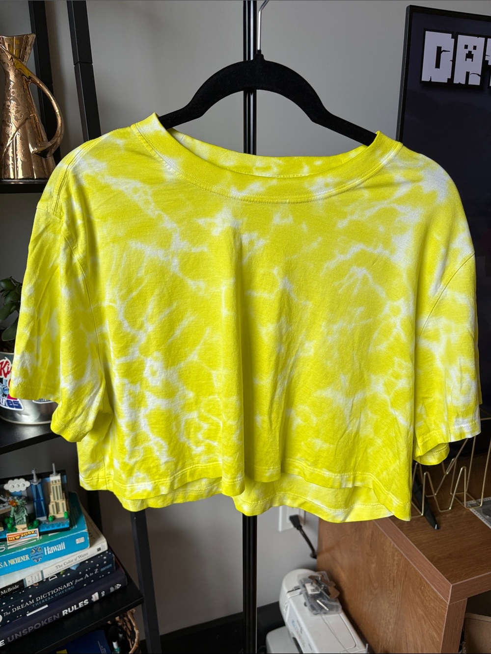 lululemon athletica Yellow and White Tie-Dye Crop Top